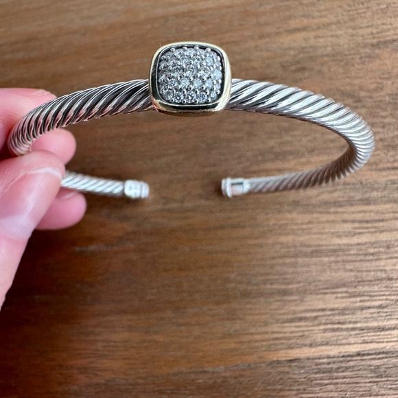 AUTHENTIC DAVID YURMAN Pavé Diamond Square Cable Cuff - Picture 3 of 16